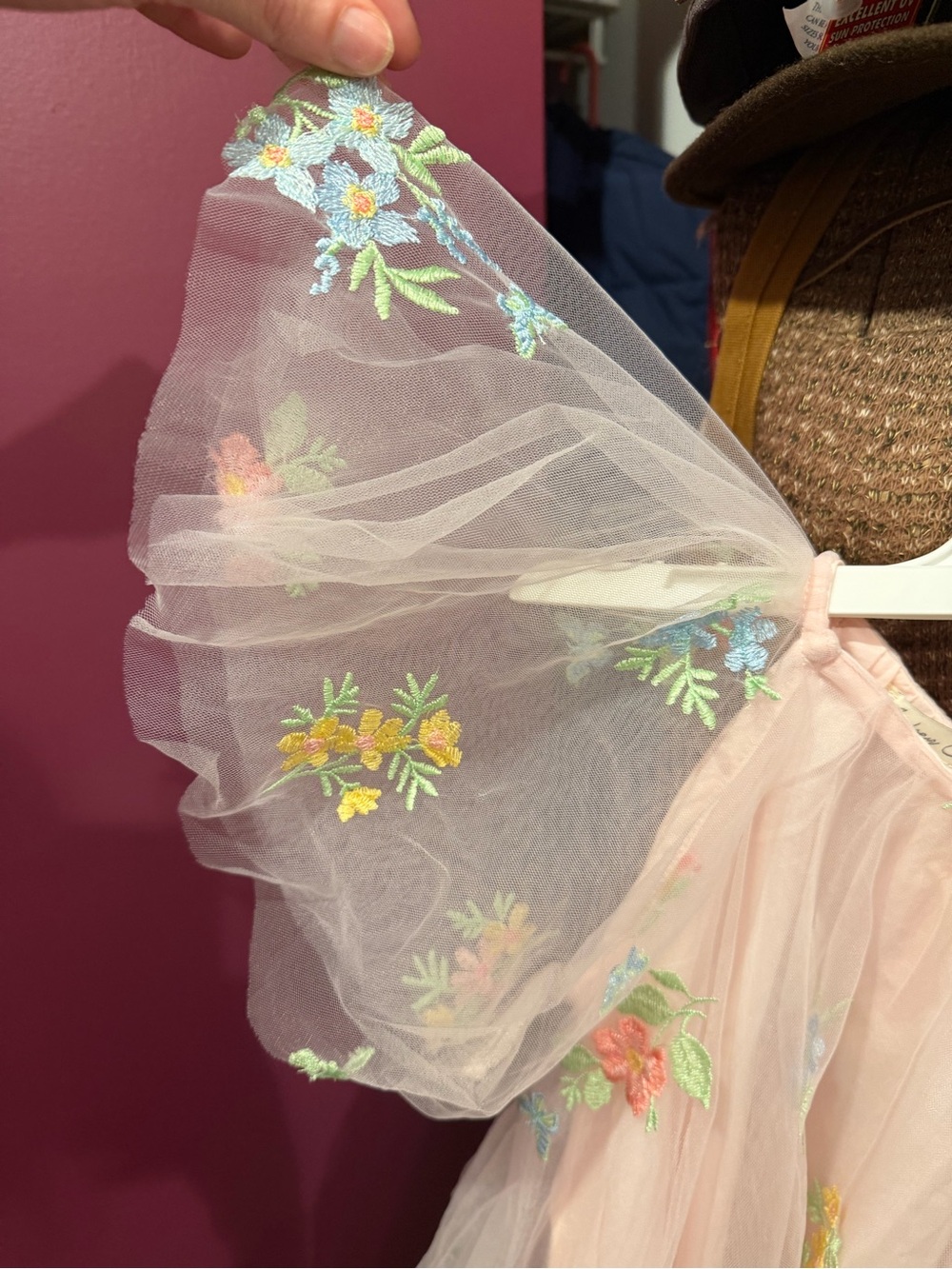 Girls Pink Embroidered Tulle Party Dress - Picture 4 of 8